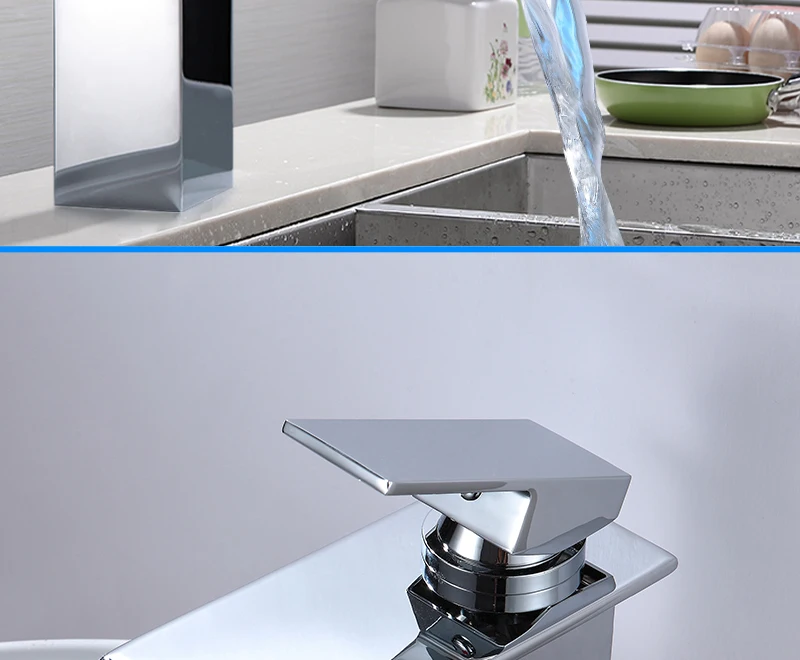 Bar Sink Faucets Basin Faucets Waterfall Faucet Single Handle Basin Hot and Cold Mixer Tap Bathroom Sink Chrome Finish Origin (7)