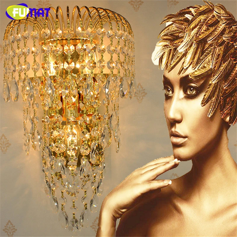 

FUMAT K9 Crystal Wall Sconce Modern Luxury LED Gold/Silver Wall Lamp Indoor Lighting Lamp Aisle Bedside Corridor Light Fittings