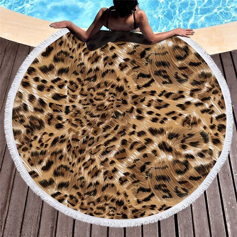 Большой 150 см круглый пляжное банное полотенце с леопардовым принтом летнее полотенце для путешествий Спорта 450 г Мягкая микрофибра Абсорбирующая привлекательная Мода - Цвет: Model 5