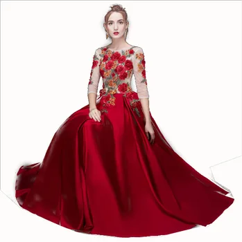 

Vestido De Festa A-line Evening Dress 2019 Luxury Embroidery Formal Dress Prom Party Dresses Long Robe De Soiree Evening Gown