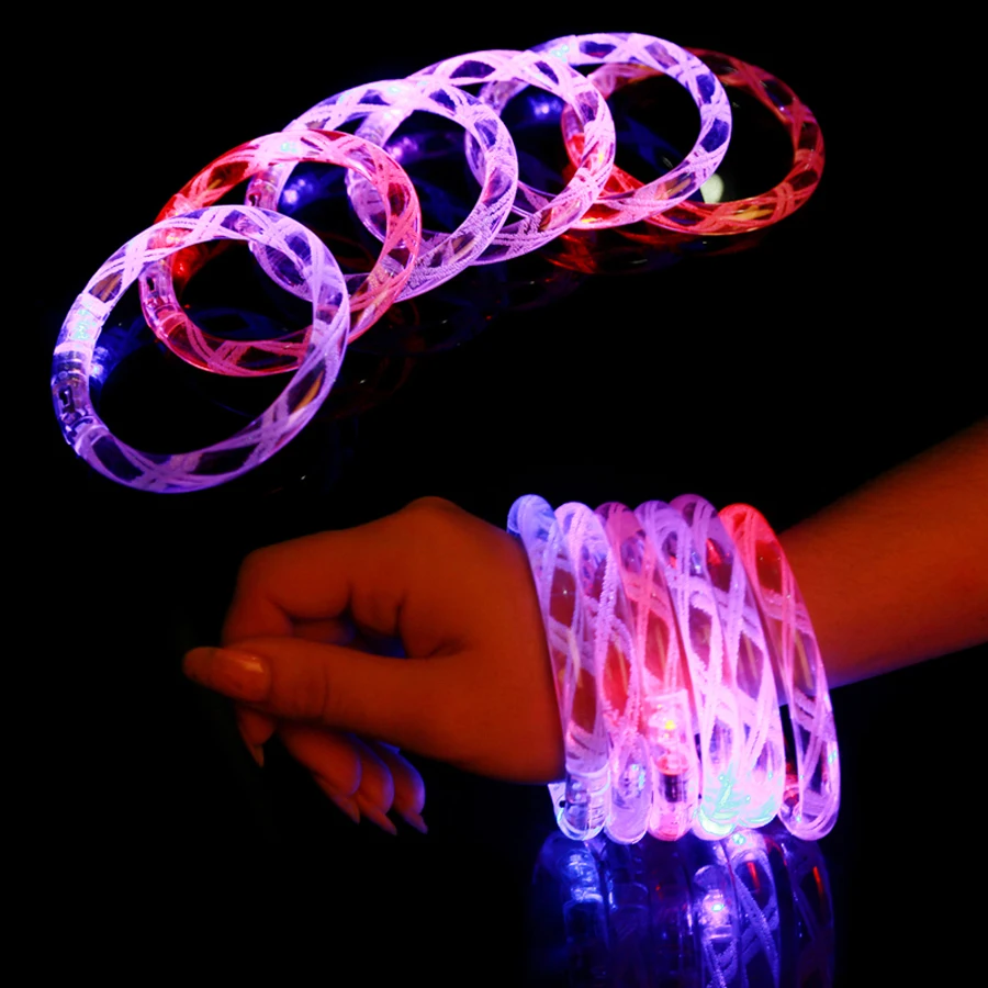

12 Pcs/lot Multicolor LED Flashing Bracelet Light Up Acrylic Bangle for Party Bar Halloween, Christmas, Hot Dance Gift 2017 New