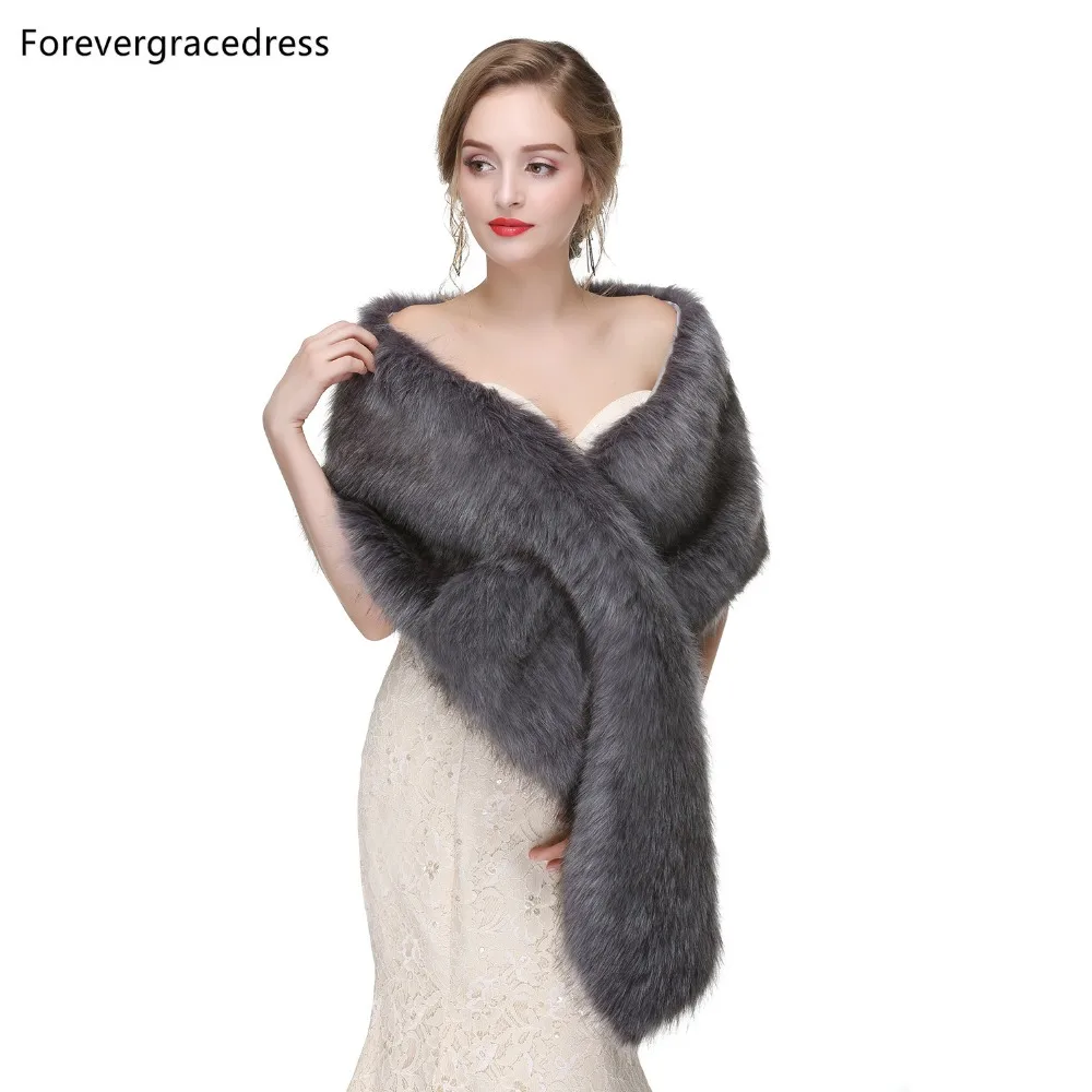 

Forevergracedress 2019 Elegant Soft Autumn Winter Faux Fur Bride Wedding Wraps Bolero Jackets Bridal Coats Shawls Scarves PJ450