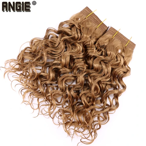 Feixes de Cabelo Extensões do Cabelo da Fibra Resistente ao Calor para as Mulheres Angie Peças Culry Onda Boêmio Sintético Negras 2