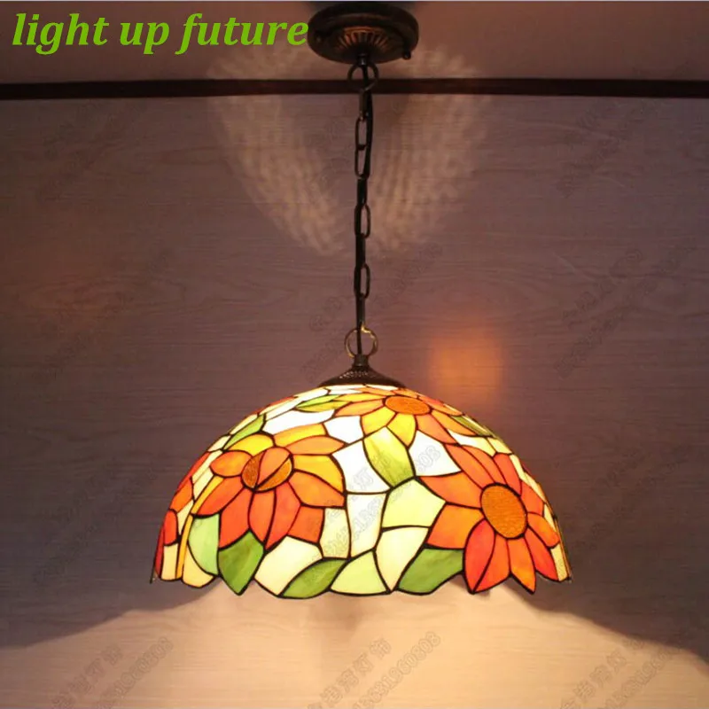 

Handmade Sunflower Tiffany Pendant Light for Living Room Dining Room Dia 30/40cm Vintage Glass Pendant Lamps 2102