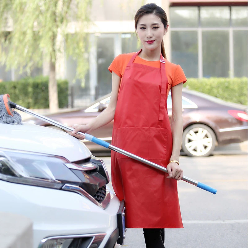 1-10 pcs Waterproof Car Washing Apron For Adult Women Men Black Blue PVC Aprons Cooking Accessories Home Apron Waist With Pocket