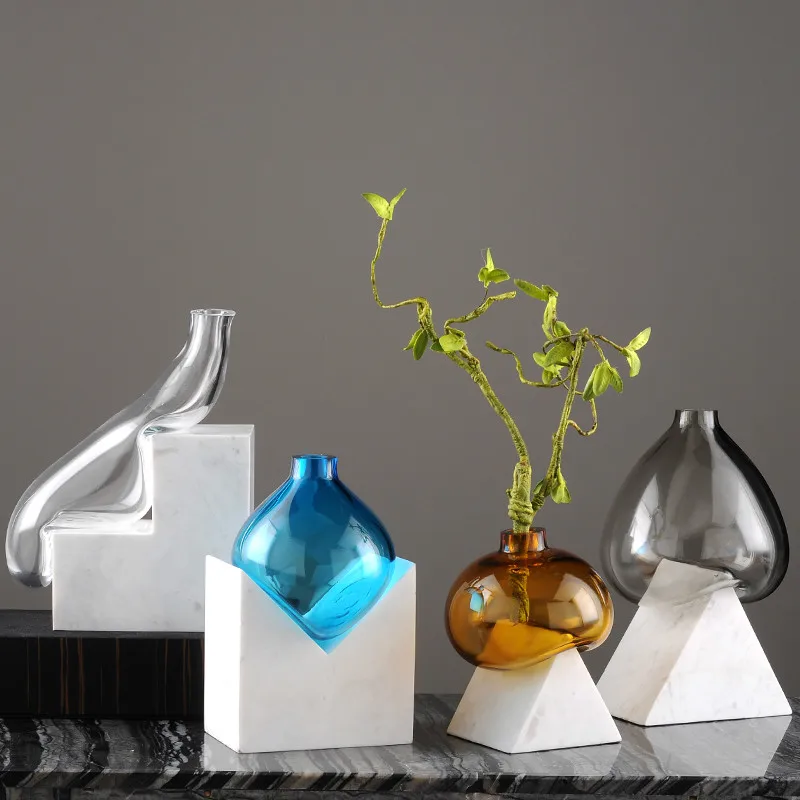 

Model Room Living Room Study Desktop Marble Flower Modern Minimalist Bathroom Vase Model Room Decoration Decoration