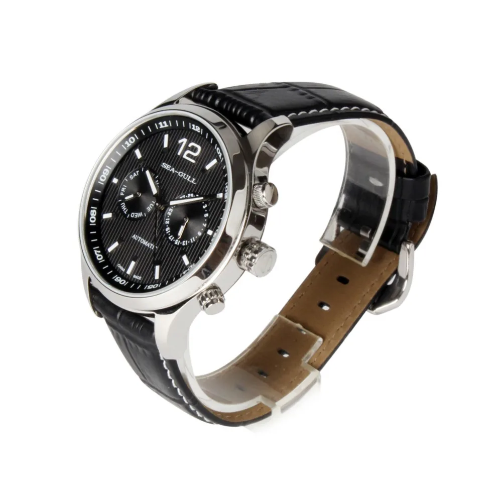 Мужские часы с двойным часовым поясом GMT Guilloche автоматические светящиеся
