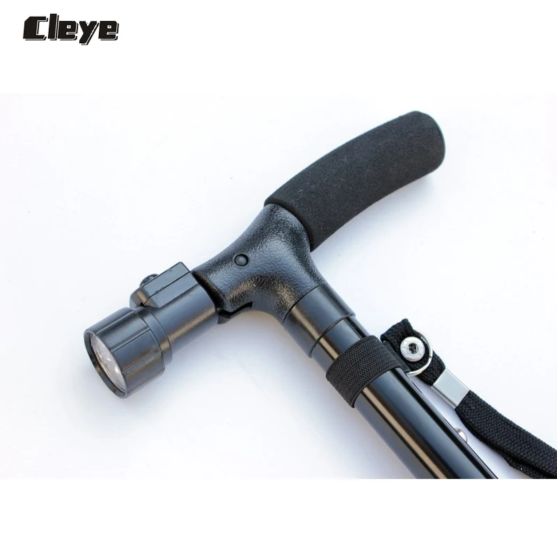 Cleye nueva llegada hombre senderismo caña de luz LED plegable EVA esponja doble mango viejo consejos para los polacos a plegable Baton