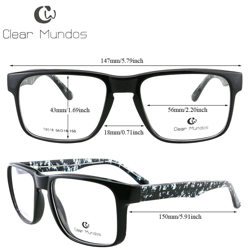 CLEAR MUNDOS High Quality TR90 Glasses Frame for Adults No Degree Transparent lens Myopia Optical Frames Glasses for #T8018