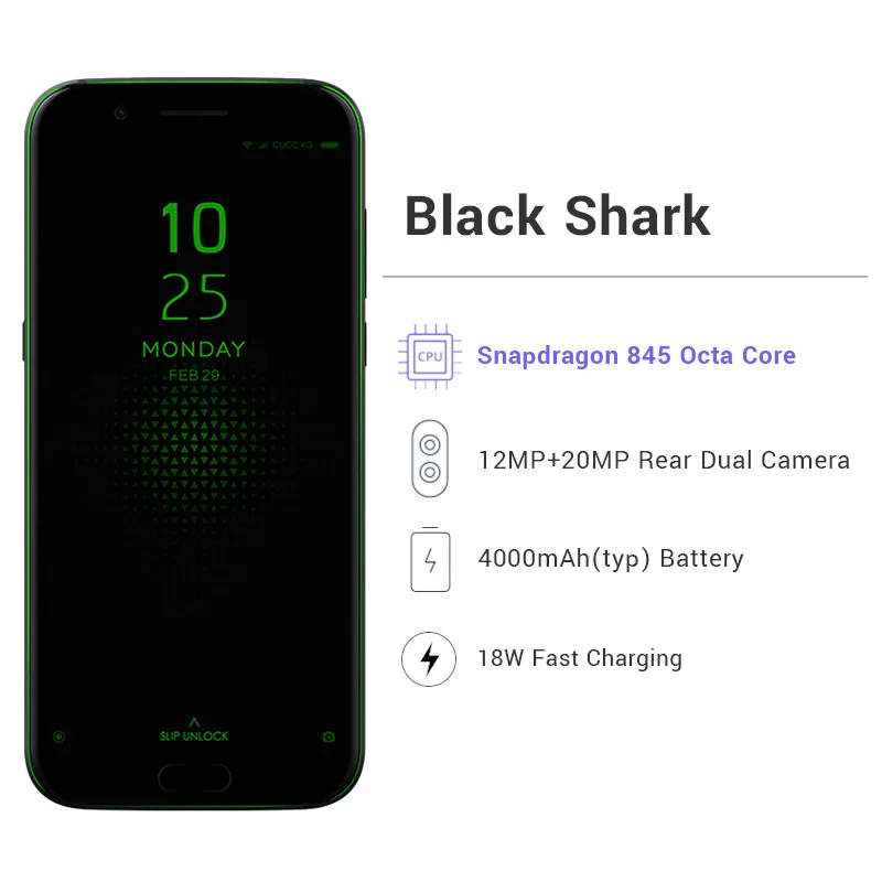 Игровой телефон Xiaomi Black Shark, BlackShark, 8 ГБ, 256 ГБ, Snapdragon 845, 5,99 дюймов, 18:9, полный экран, четыре ядра, 4000 мАч, Heisha