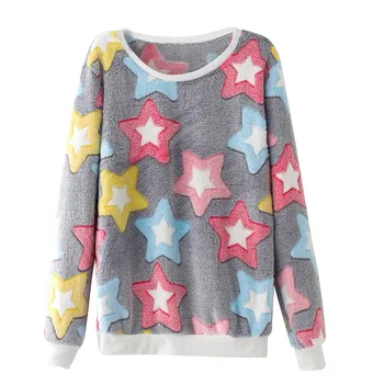 

Women Autumn Spring Girls Long Sleeve Sweatshirts Cute Printed Pullovers Round Neck Casual Female Sweatshirts Tops