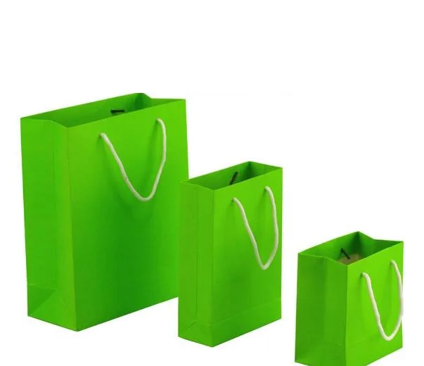 Qi Size15*13*8cm Small Elegant Green Packaging Bags With Handle Paper