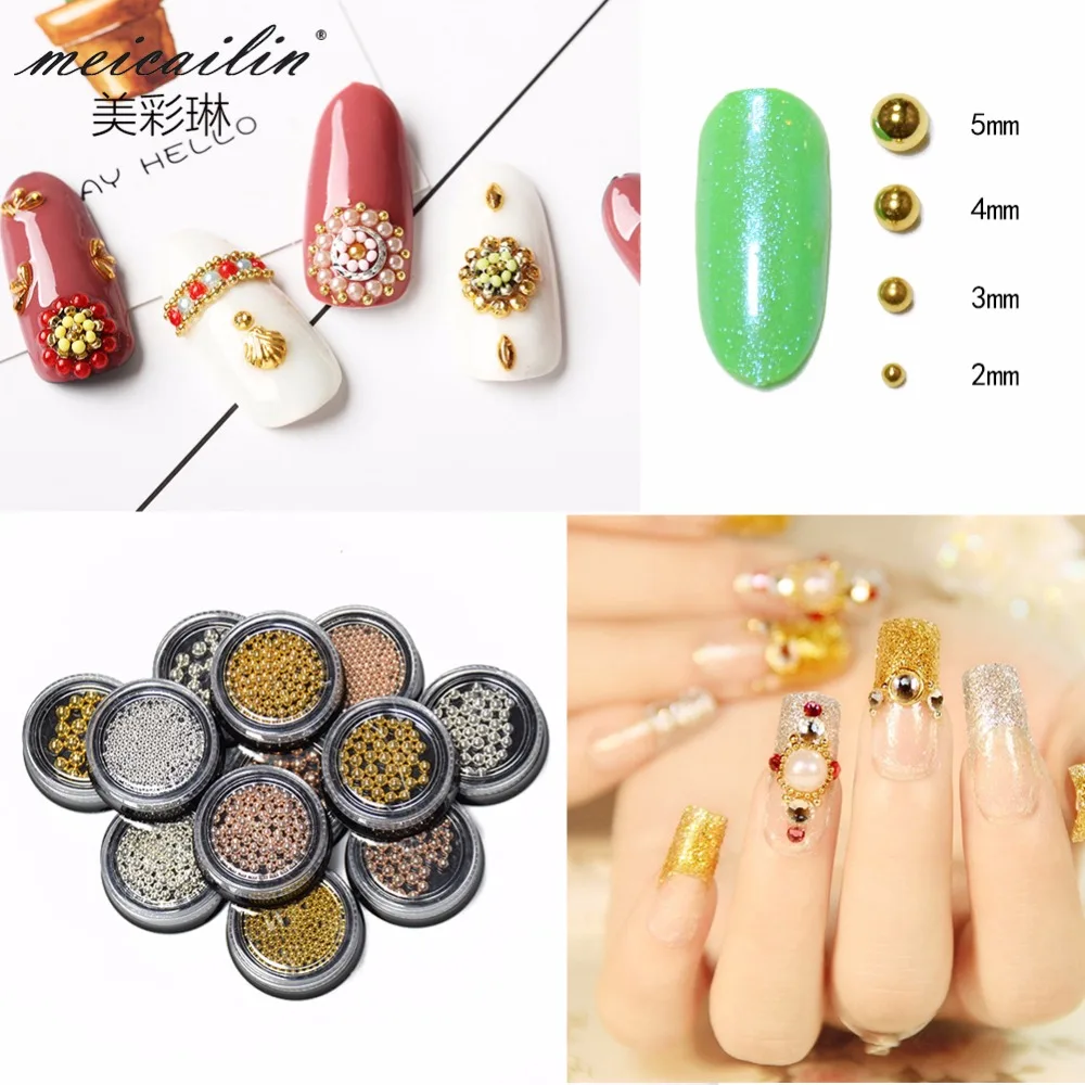 

2mm Mini Small Stainless Nail Beads Nails Art Gun Silver Rose Gold Caviar DIY Nails Art Decorations Studs Nail Rhinestone