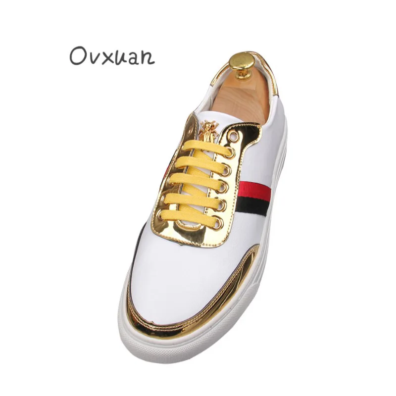 2019 Luxo Hop Homens Mocassins Casuais Sapatos Vestido Dourado Festa Baile ouro azul Dos De Ouro Lazer Plataforma Rua Sapatilhas Preto Fivela Encantadora vqwr4v
