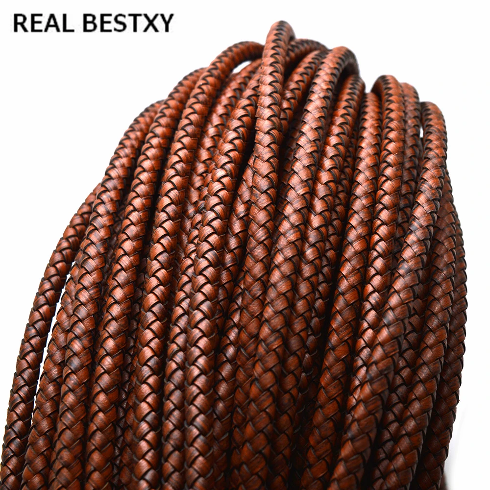 REAL BESTXY 100 Genuine Leather Round Cord Leather Cord String Rope