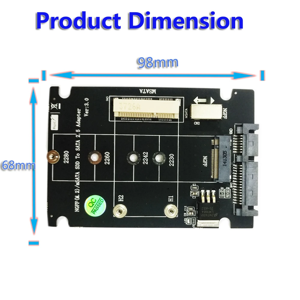 2 в 1 M.2 NGFF B Ключ Mini PCI-E mSATA SSD на SATA 2," адаптер для mSATA SSD 2230 2242 2260 2280 M2 NGFF SATA M.2 адаптер