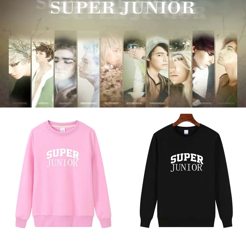 

SUPERJUNIOR the Same printed Cotton Long Sleeve Fashion Women Sweatershirt Q Style O Neck Hoody Outerwears