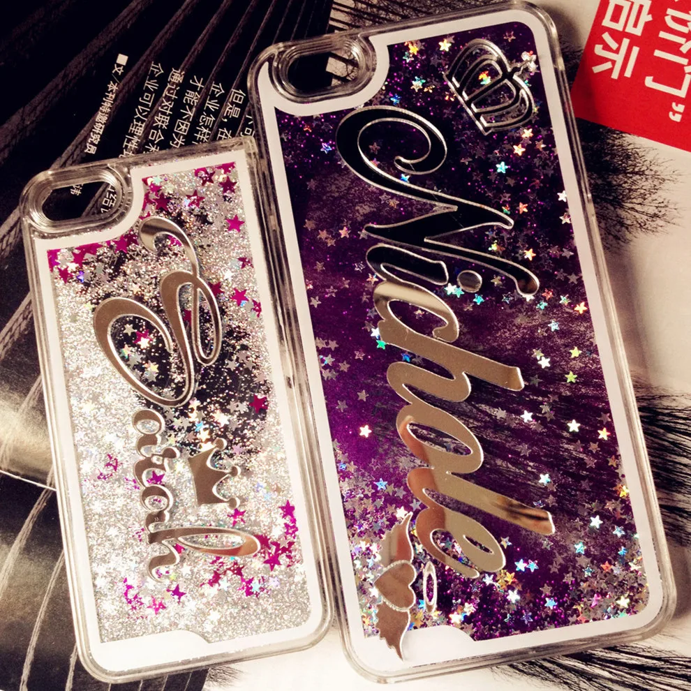 own customize case your 5s iphone Customize Name case for Exclusive Glitter iphone X liquid