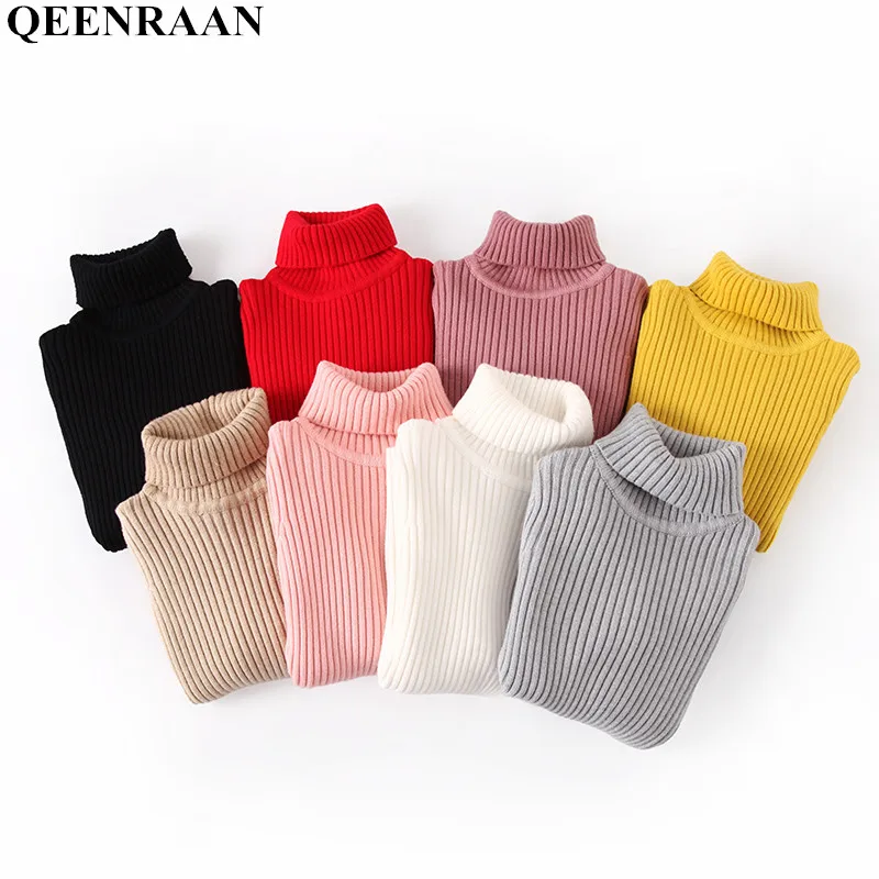 Autumn Winter Sweet Girls Turtleneck Sweaters Kids Knitting Tops Shirts Bottoming Pullovers Sweater Children Clothing