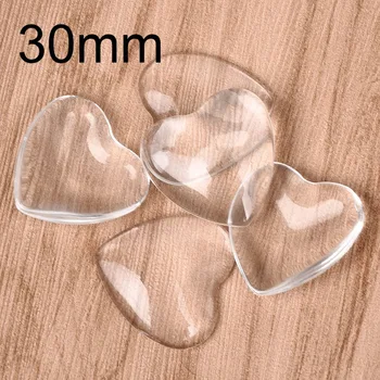 

10pcs/lot 30mm Transparent Glass Cabochons Clear Heart & Flat Back Thickness 6.2mm for DIY Jewelry Making Handmade Accessories