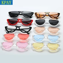 2019 Women Personality Fashion Eyewear Sun Glasses Female Colorful UV400 Cool Semi Rimless Narrow Frame Lady Cat Eye Sunglasses