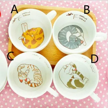 

Promotion! 150ML Creative Cats Cups Breakfast Milk Cute Cartoon Coffee Cup and Plates