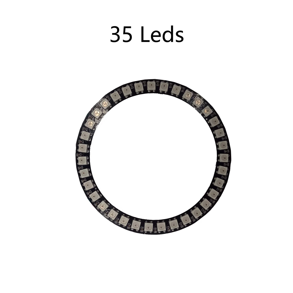 Прибор приемно-WS2812B пикселей кольцо 8 16 24; большие размеры 35-45 светодиодный s WS2812 5050 RGB светодиодный кольцо WS2812 ic встроенным RGB DC 5V ws2812B светодиодный полосы - Испускаемый цвет: 35 leds