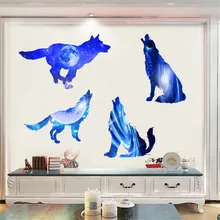 Наклейка s Blue Starry 3D fantasy planet starry wolf Настенная Наклейка espejo ventana матовая пленка для стекол carta da parati autoadesiva