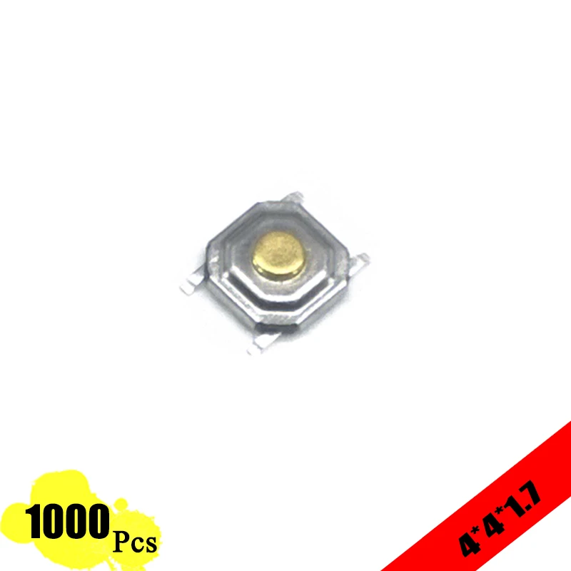 

1000pcs/lot touch switch 5.2*5.2*1.7mm 4 PIN Metal Tactile 12V Micro SMT Push Button Switch High-Quality