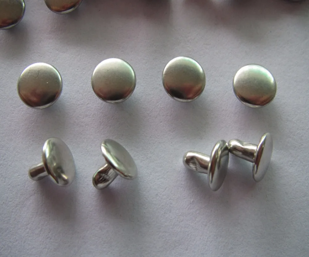 Free shipping 8mm double surface plating silver brass rivet jeans and