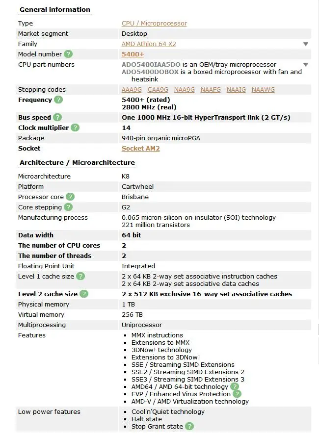 Процессор AMD Athlon 64X2 5400+ cpu(2,8 ГГц/1 м/1000 ГГц) Socket am2 Рабочая