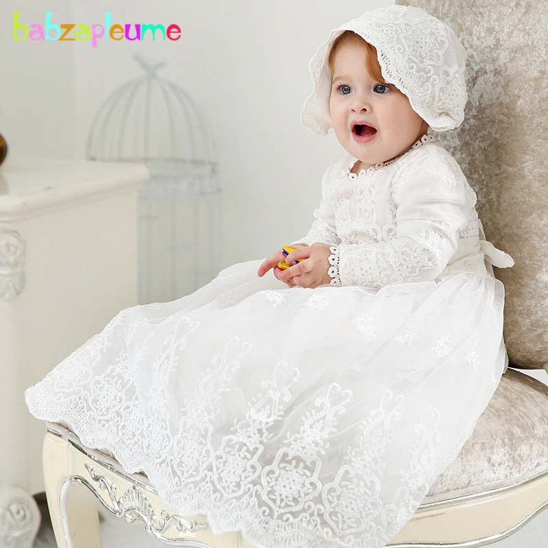 Conjunto de vestidos de princesa para niñas recién nacidas, Set de 2 piezas  de 0 24 meses con sombrero para bautismo, traje de primer cumpleaños,  vestidos de bautizo, BC1389|Vestidos| - AliExpress