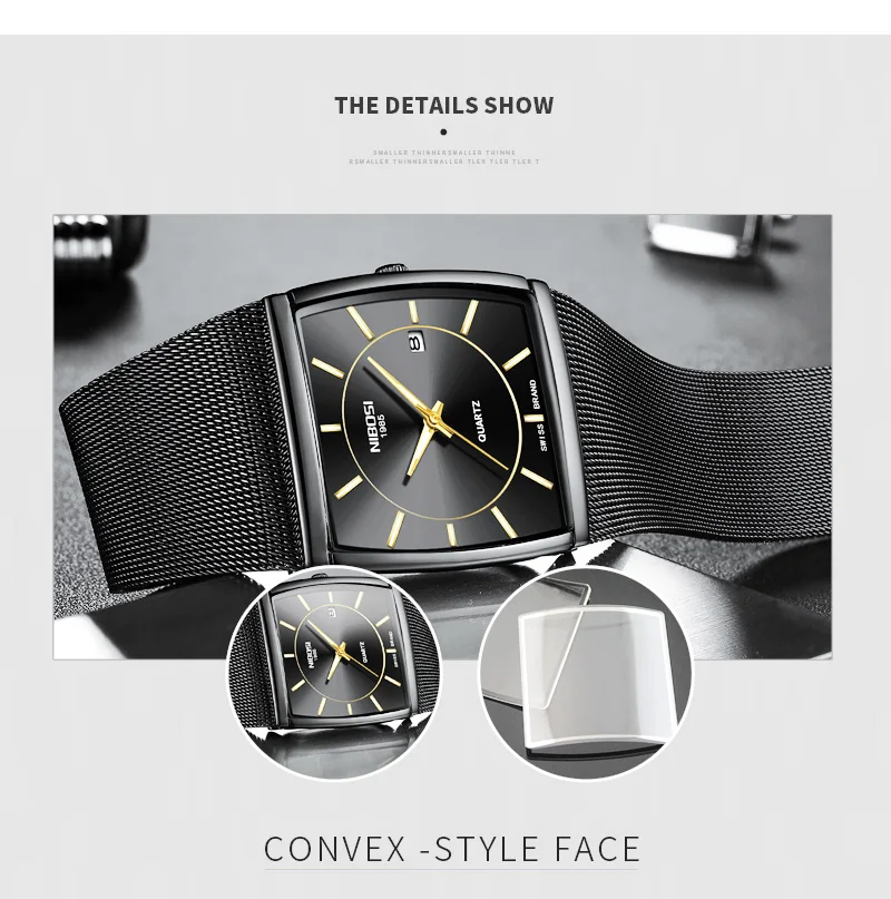 Новые квадратные мужские часы от ведущего бренда, роскошные модные наручные часы с сетчатым ремешком, аналоговые кварцевые часы Montre Homme мужские часы