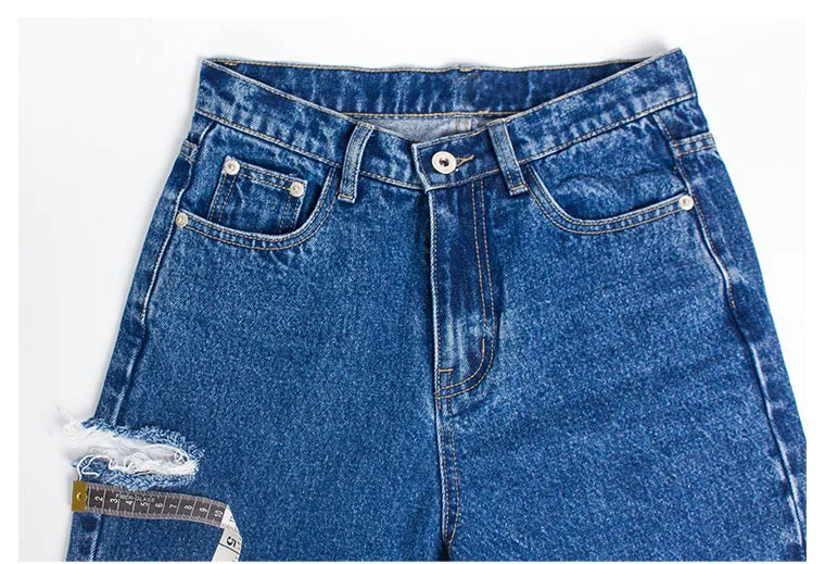 Jeans fashion high waist BF street style broken copper casual jeans ladies trousers (15)