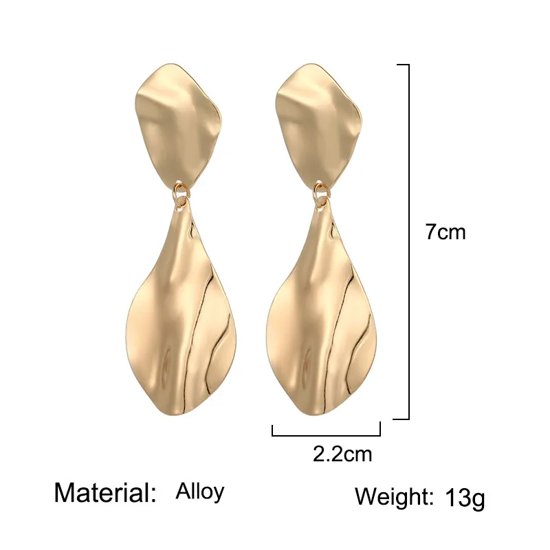 Простой дизайн, металлический сережки, Необычные геометрические Висячие серьги для женщин, золотые серебряные массивные ювелирные изделия, богемные серьги
