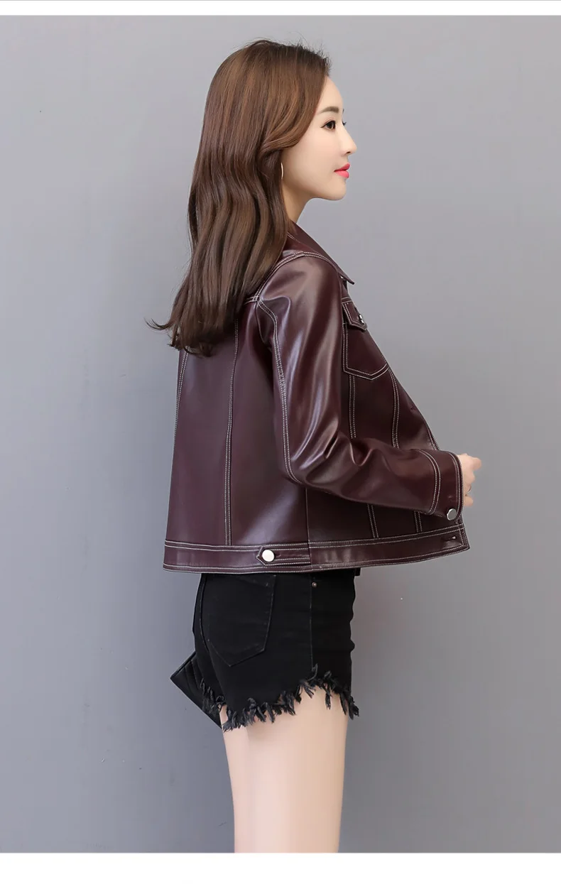 2019 новые модные женские мягкие куртки и пальто из искусственной кожи женские Большие размеры 4XL короткие тонкие женские кожаные куртки из