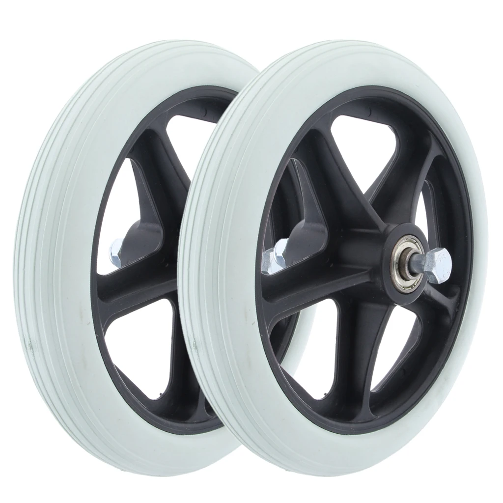 2 Pieces Alloy ABS Wheelchair Front Castor Wheels Replacement Part Tool Gray 7 Inch