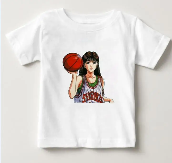 От 2 до 15 лет футболка из японского аниме «SLAM DUNK» Детская модная футболка с короткими рукавами футболка для мальчиков повседневные футболки милые летние футболки для девочек - Цвет: White childreT-shirt