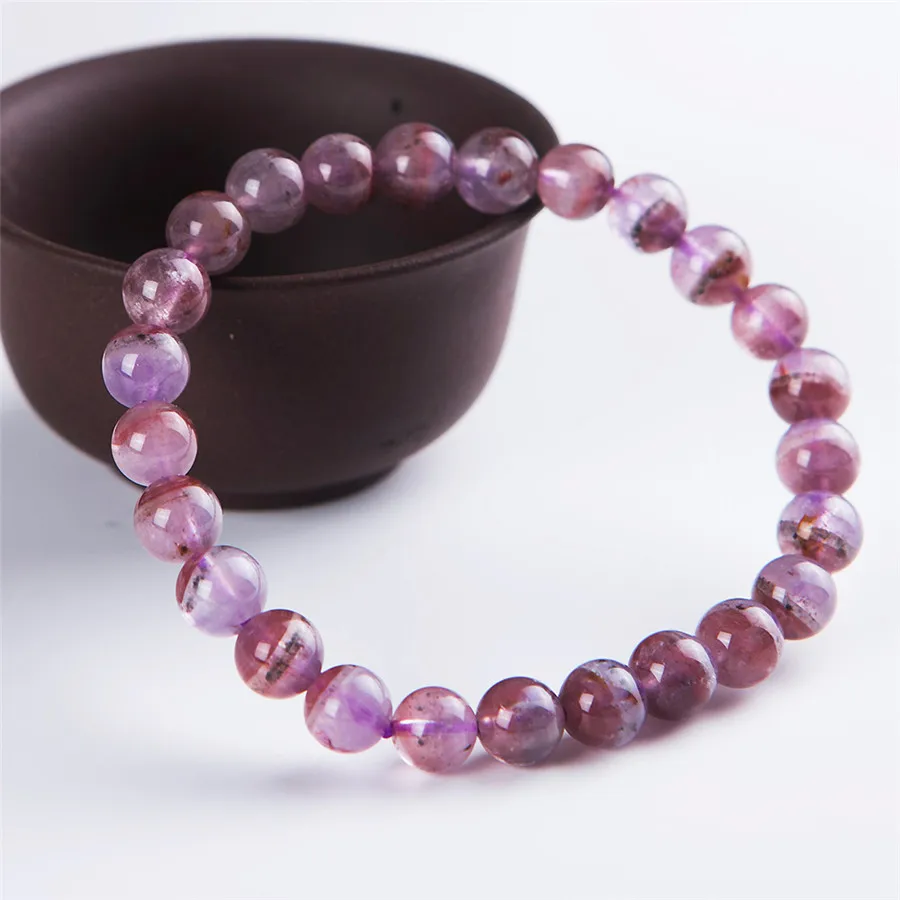 

Natural Genuine Auralite 23 Crystal Round Beads Bracelet 8mm Women Femme Charm Stretch Bracelets
