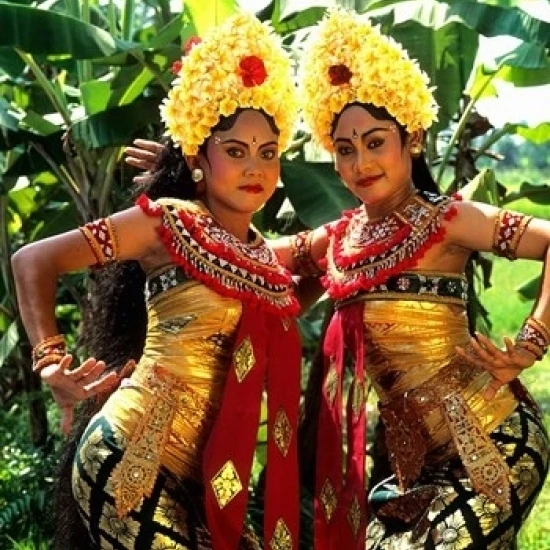 Golden Dancers in Traditional Dress  Bali  Indonesia Poster Print by Bill Bachmann (24 x 36)