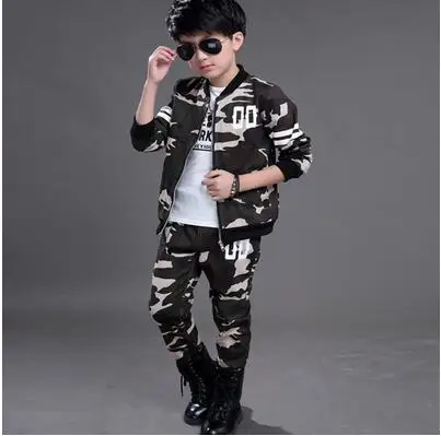 HOT 2017 Autumn new children s wear boys camouflage long suit girl leisure fashion camouflage suit