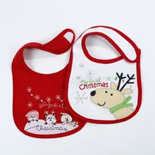 2 шт./партия, детские рождественские хлопковые нагрудники, для новорожденных девочек и мальчиков, с рисунком Санта Клауса, слюнявчик для малышей, водонепроницаемый банданы, слюнявчик