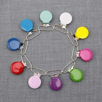 

(OOTDTY)25mm Baby Infant Round Metal Clip Pacifier Alloy Mix Colors 10Pcs MAY12_35