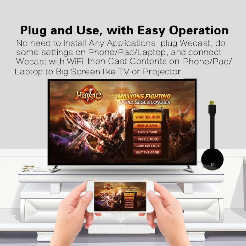 Wecast G4 HDMI Беспроводной Дисплей для Android iOS YouTube Google Chrome 4G поддерживает трафик push свободного кроя Беспроводной же экран