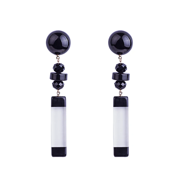 

GuanLong Drop Shipping Black White Acrylic Cuboid Earrings Long Dangling Drop Bijoux Earrings Wholesale