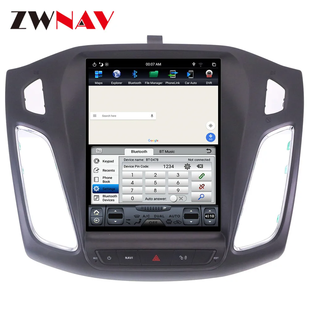 Clearance PX6 4+64 Tesla vertic screen Android 8.1 Car radio audio stereo for Ford Focus 2012-2016 GPS Navi multimedia player BT head unit 8