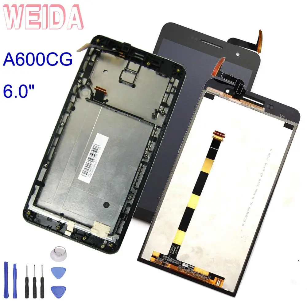 

WEIDA For Asus Zenfone 6 A600CG T00G A601CG LCD Display Touch Screen Panel Digitizer Assembly Frame Replacement 6.0" With Tools