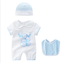 

XINI MOMMYNewborn boys and girls one-piece dress cotton baby boys and girls clothing suits jumpsuit + hat + scarf 3M-24M