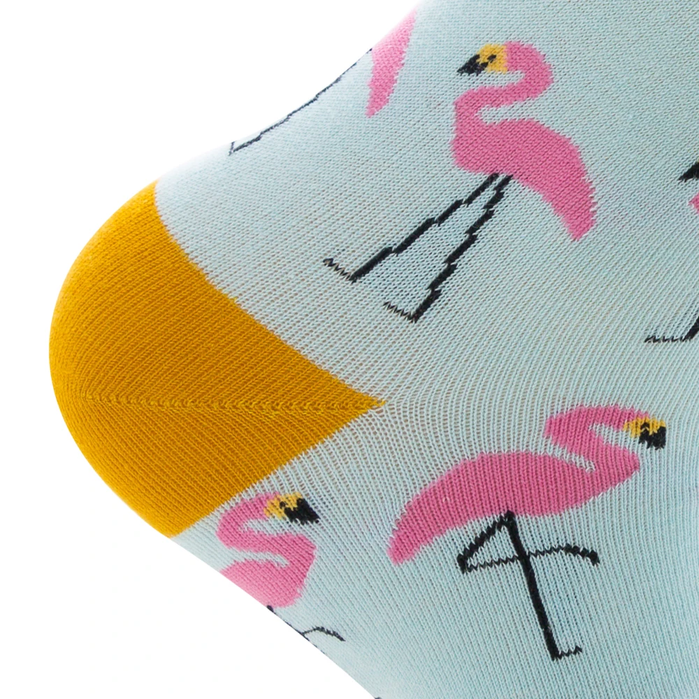 Unisex 5 Pairs Colorful Flamingo Combed Cotton Socks Fashion Autumn Happy Men's Long Socks Dress Party Wedding Funny Crew Socks