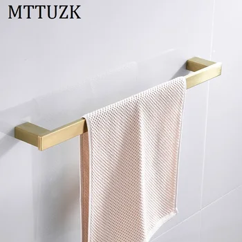 

MTTUZK Top Quality 304 Stainles Steel Brush Gold Single Towel Bar Bath Black White Towel Holder Towel Ring Bathroom Accessories